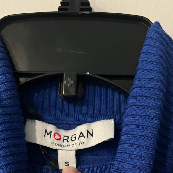 Morgan De Toi Top Turtleneck Fitted Long Sleeve Blue Sweater Y2K Small - Picture 4 of 7